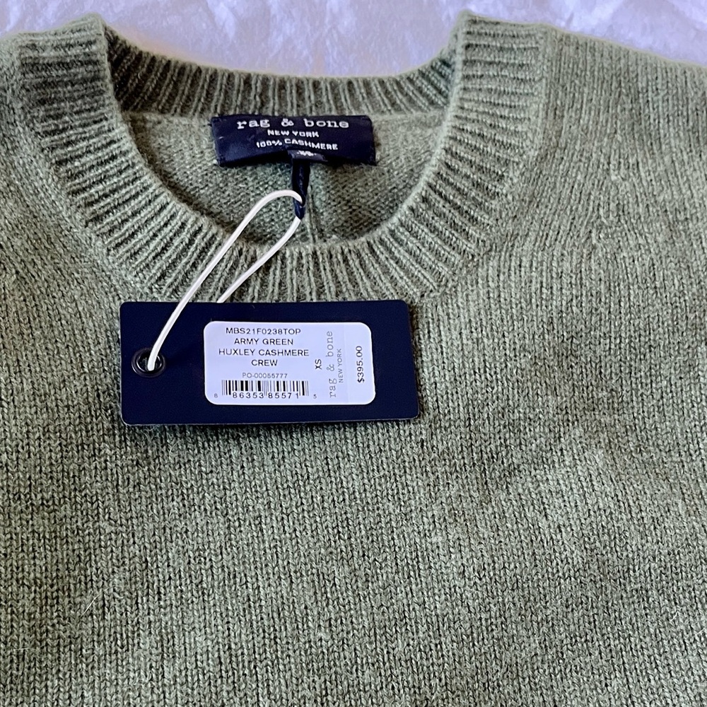 Rag & Bone olive - army green cashmere Crewneck Huxley Sweater size XS - Picture 4 of 6